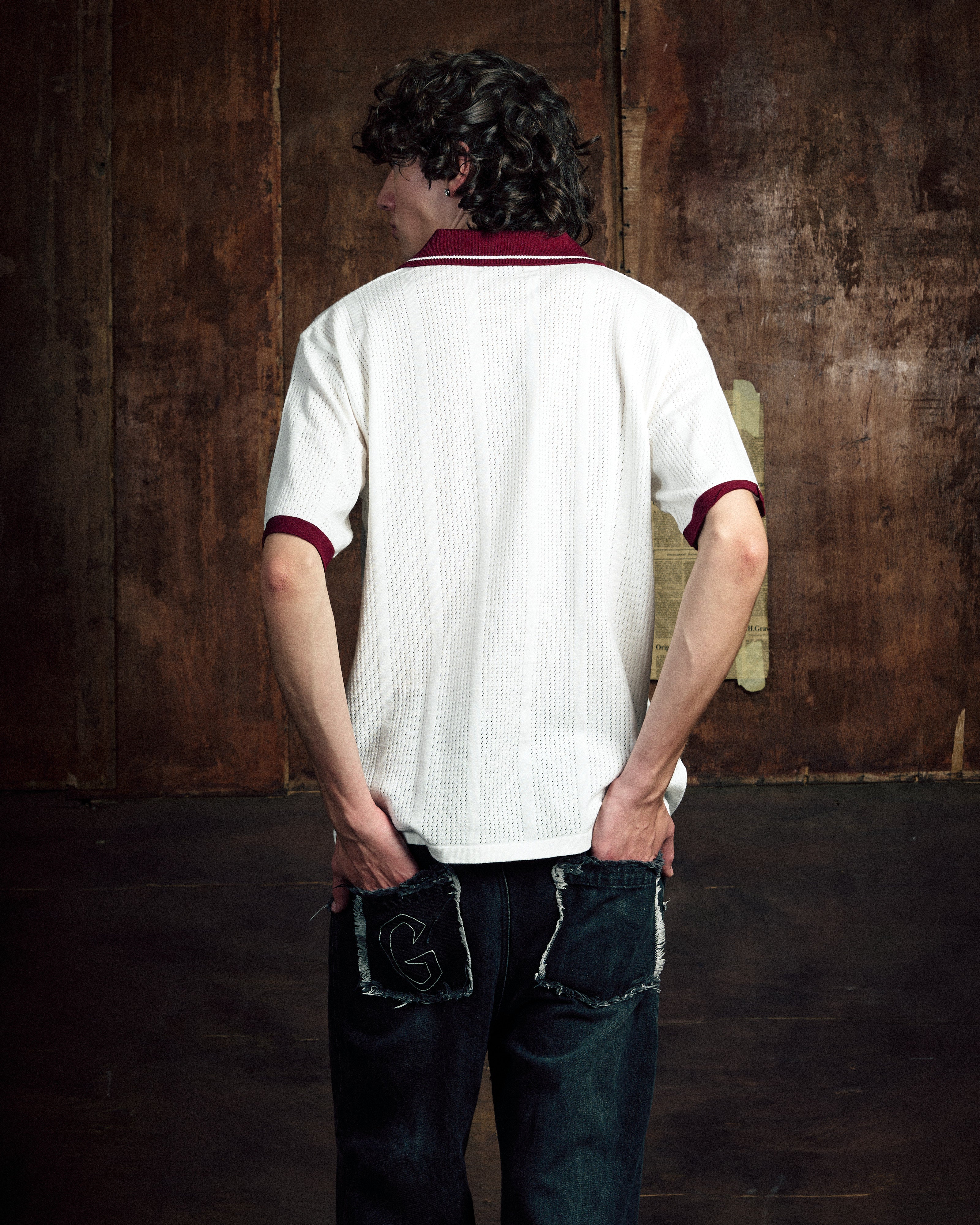 KNITTED WHITE POLO