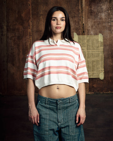 STRIPE KNIT POLO PINK