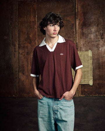 KNITTED BROWN POLO