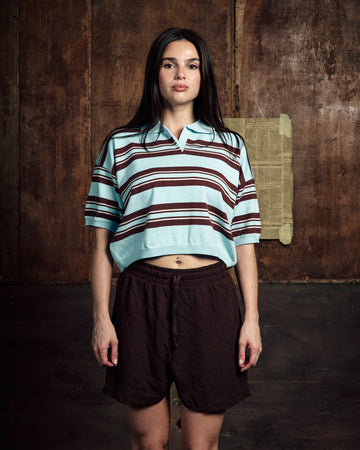 STRIPE KNIT POLO BABY BLUE